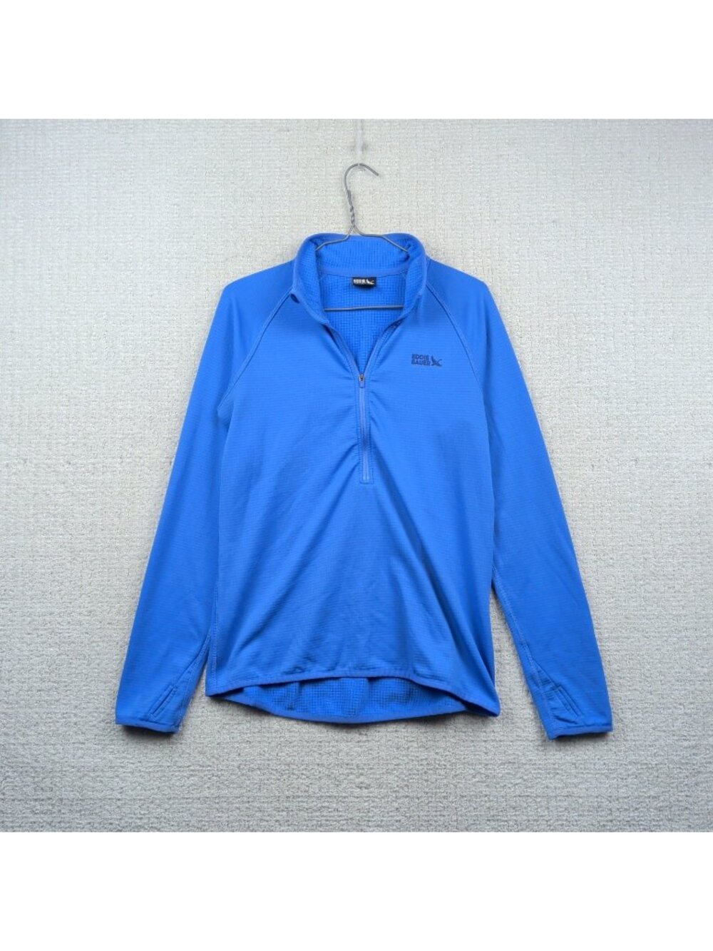 Eddie Bauer Pullover Quarter Zip Cozy Fleece Waffle Knit Sky Blue Wom Sz M